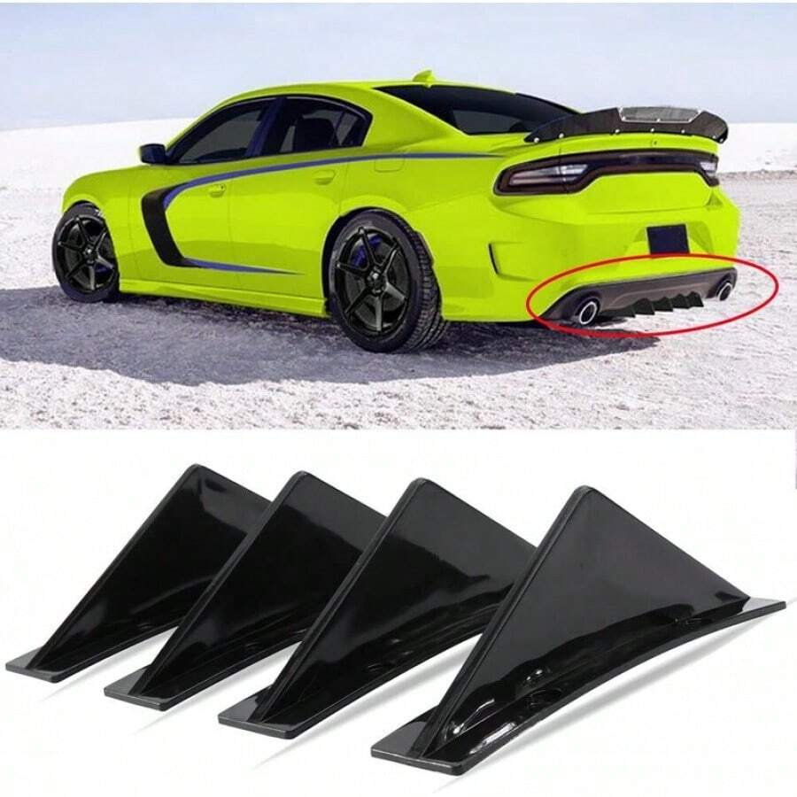 4 PCS Universal Car Rear Bumper Diffuser Shark Fin Spoiler Lip Splitter Black # - 1 - 查看 1