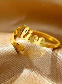 1 personalisierter Namensring, Edelstahl personalisiert, Marke des Sternzeichens Schlange für 2025, moderner offener Paarring, Neujahrgeschenk, Schmuck für Familienfeiertage