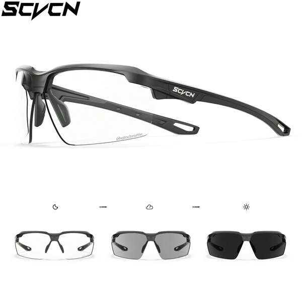 SCVCN Lunettes de cyclisme photochromes SCVCN, lunettes de vélo de route pour hommes et femmes, lunettes de sport de plein air pour le cyclisme en montagne, la course, le golf, la randonnée, le camping et les voyages