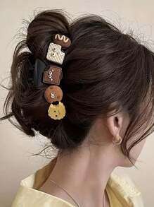 4pcs Elegant Large Hair Claw Clips For Women - Chic Wavy Design With Faux Pearl & Color Accents, Non-Slip Hair Claw For Thick Hair, Stylish Back Head Hair Accessories, Fashionable Hair Clips Fashion Hair Clutch