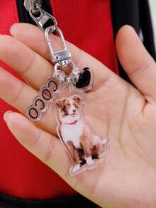 定制照片/姓名钥匙扣，个性化宠物照片钥匙扣，定制亚克力心形钥匙扣，可定制包包挂饰，钱包挂饰，手提包挂饰，男女通用钥匙扣，生日礼物，周年纪念礼物，卧室装饰，宠物/情侣/家庭照片，送给女朋友、男朋友、朋友、学生、母亲的独特礼物，旅行收纳包 - 風格A - 查看 5