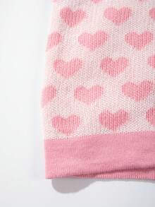 Sexy V-Neck Backless Fitted Short Spaghetti Strap Top With Heart Knit Design - Pink - View 7