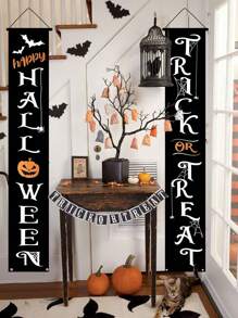 2 pezzi Decorazione da appendere alla porta con scheletri soldato per Ognissanti - Striscione bifacciale in poliestere per veranda, decorazione spaventosa da appendere per porta d'ingresso, veranda, giardino e pareti di casa, senza necessità di alimentazione elettrica per feste di Ognissanti