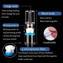 100/200/300 片装一次性香烟过滤嘴，3 层微孔多功能过滤筒，4 孔烟草过滤嘴，焦油过滤嘴，减少烟焦油，方便携带，情人节和新年礼物，派对用品 - 藍白色 - 查看 3