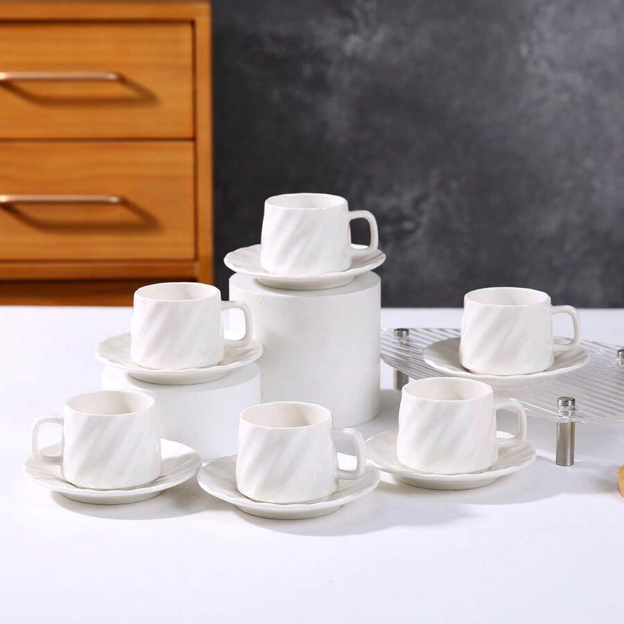 90ml/3.16oz Coffee Cup & Saucer Set, Suitable For Drinking Espresso Or Turkish Coffee - Style F - View 1