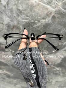 1 pièce Lunettes rétro Sven à demi-monture pour hommes - convient pour le travail sur ordinateur, protection oculaire, confortable à porter