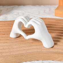 家居装饰爱心手指雕像，现代银色心形手雕塑，客厅卧室置物架咖啡桌中心装饰，女性婚礼礼物 - 彩色 - 查看 10