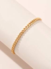 1 pieza Tobillera de acero inoxidable de cadena fina minimalista, estilo joyería para playa y vacaciones para mujer
