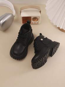 男女童靴，秋冬新款，带拉链，时尚大方，轻便，适合户外徒步。靴子，单靴 - 黑色 - 查看 4