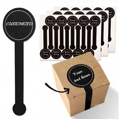 [Customized]1 Customizable Product Packaging Sealing Sticker, Suitable For Popcorn Cake Boxes And Baking Packaging. Black Matte Polka Dot Sealing Stickers