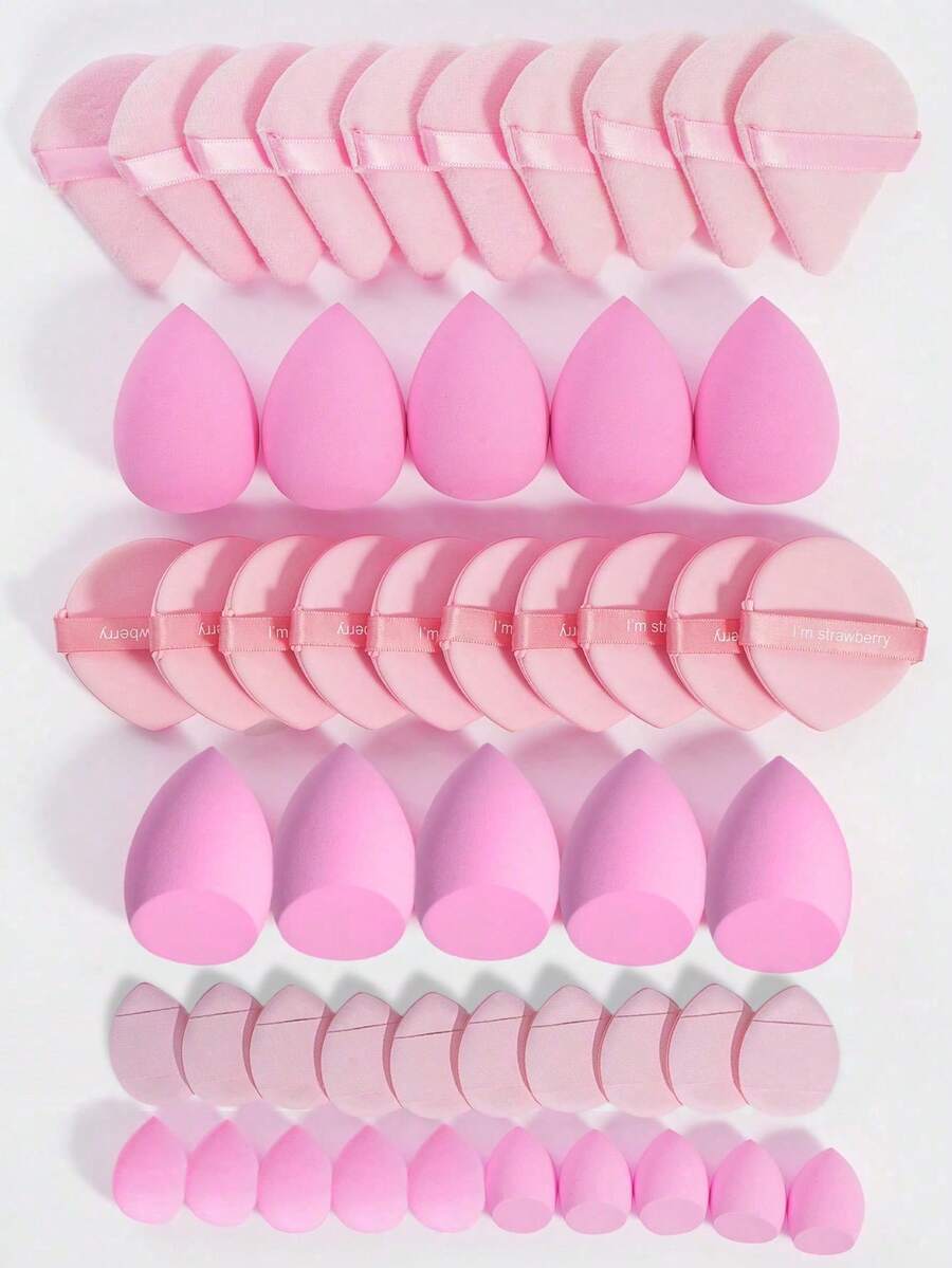 50/40/30/20/10/5件套化妆套装，包含：10个液体美妆蛋+10个迷你液体美妆蛋+10个三角散粉扑（适用于散粉和底妆）+10个气垫粉扑（适用于面部彩妆）+10个迷你气垫粉扑（适用于遮瑕膏和粉底霜）。混合美妆蛋，化妆，便宜，房间装饰，梳妆台，旅行，卧室，化妆配件，粉扑，美妆蛋，粉扑，化妆海绵，便宜，圣诞礼物，化妆，化妆工具，便宜货，礼物，女士礼物，圣诞礼物，赠品，旅行，便宜货，旅行必备 - 粉色 - 查看 1