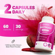 Rosabella Organic Beetroot Capsules (1300mg) For BloodFlow & Heart Health - Hot Pink - View 4