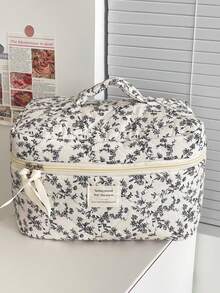 Black & White Ditsy Floral French Style Cosmetic Bag, Soft Fabric Zipper Makeup Pouch, Elegant & Fashionable For Home, Travel, Daily Use, Suitable For Women Bag,Room Decor, Bags,Makeup Bag,Vanity,Travel,Make Up Bag,Travel Essentials,Organizer,Storage,Travel Essential,Makeup Organizer,Makeup Bags,Make Up Organizer,Organiser,Toiletry Bag,Desk Organiser,Cosmetic Bag,Makeup Pouch,Make Up Organize,Vanity Accessories,Make Up Pouch,Make Up Bags,Makeup Bag,Make Up Bag,Makeup Bags,Cosmetic Bag,Makeup Organiser,Travel,Makeup Pouch,Bag,Vanity,Make Up Pouch,Travel Essentials,Pouch Bag,Make Up Bags,Bags,Travel Essential,Vanity Accessories,Small Makeup Bag - 黑色 - 查看 10