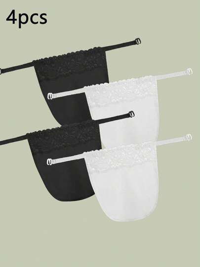 4件套可拆卸蕾丝胸罩，女士适用 - 舒适时尚的胸部遮盖物，可作为服装配饰，适用于圣诞装饰