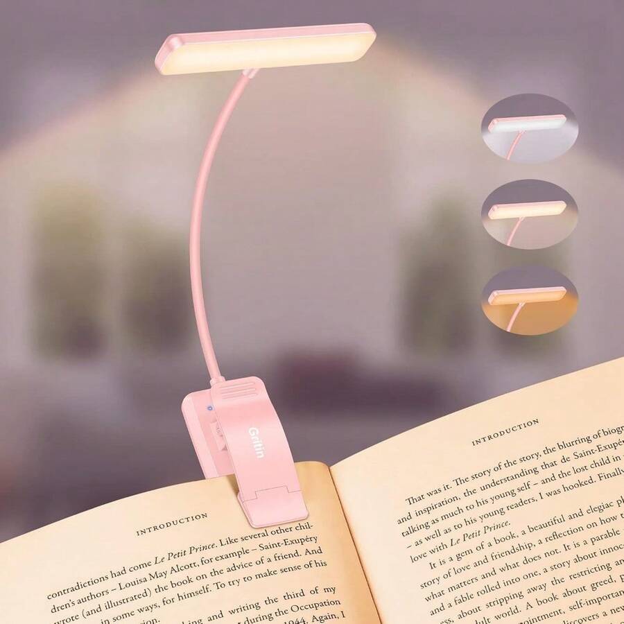 Local Delivery--19 LED Rechargeable Book Light For Reading In Bed With Memory Function- Eye Caring 3 Color Temperatures,Dimming Brightness,80 Hrs Runtime Lightweight Clip On Light For Book Lovers - Pink - View 1