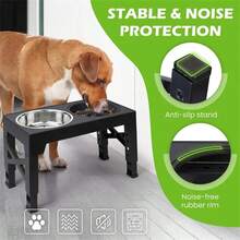 Canine Lift Up Dog Bowl With 2 Stainless Steel Dog Food Bowls, Adjustable To 5 Heights (3.2', 8.7', 9.8', 11.0', 12.2") For Small, Medium And Large Dogs - Black - View 7