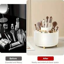Multi-Color Optional Makeup Brush Organizer 360° Rotating Brush Holder Cup Desktop Accessory 5 Slot Makeup Brush Cup Cosmetic Brush Eyeliner, Dresser Organizer, Desk Stationery Organizer - Holiday Gift