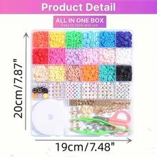 Set di accessori per realizzare braccialetti con 5100 perle in argilla, perle distanziatrici piatte per la creazione di gioielli, perle in pietra nera polimerica con charm e cordino elastico, ideale come regalo per ragazze e per attività creative