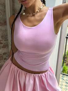 Faeriesty GlamSlay Petite Petite 圆领无袖女式修身背心 - 塑身设计，轻盈街头风必备单品，适合都市、休闲早午餐造型、周末出差、前卫健身风格 - 粉色 - 查看 11