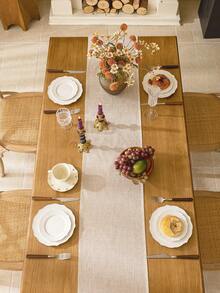 1 szt. Prostokątny bieżnik na stół morelowy, amerykańska prosta, jednokolorowa dekoracja stołu, zmywalny pokrowiec na stół jadalny, kredens, szalik na półkę, odpowiedni do kuchni, jadalni, kempingu, imprezy, świąt, dekoracji ślubnych, dnia ojca, prezentu na Święto Dziękczynienia