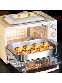 MiLaiWP Extra Large Plaque de Cuisson en Acier Inoxydable Robuste - Plat de Cuisson Rectangulaire Épais et Anti-Adhésif pour Desserts, Pains et Fruits de Mer - Idéal pour le Grill, les Buffets et les Repas de Fête, Compatible avec Four Portable avec ou sans Couvercle, Convient pour Rôtir, Cuire du Poisson et des Légumes, Lavable au Lave-Vaisselle (Poignées, 41 x 8 x 24 cm)
