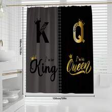 1pc/4pcs Crown Shower Curtain Sets With Rugs, King, Queen Shower Curtain Set With Rugs, Toilet Lid Cover And Bath Mat, Modern Bathroom Decor With Bath Mats And 12 Plastic Hooks Bathroom Accessories - Multicolor - View 13