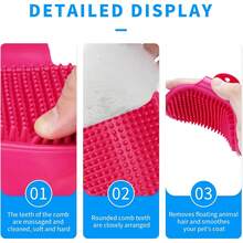 Dog Grooming Brush,Pet Shampoo Massage Bath Brush Comb With Adjustable Loop Handle For Grooming Short And Long Hair Cats And Dogs, 2pcs(Tapered Brush Head, Blue+Green) - 藍色+紅色 - 查看 2