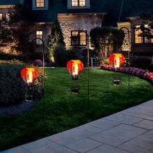 Starsoul Hot Balloon Solar Lantern With Flower Projection Metal Outdoor Waterproof Hot Balloon Solar Lights Hanging Lantern For Garden Yard Patio Decor - 紮染-B - 查看 4