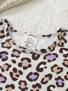 2 Peças Conjunto de Pijama Ajustado para Meninas, Regata e Shorts com Estampa de Leopardo, Roupas de Descanso Fofas, Confortáveis e Macias, Verão