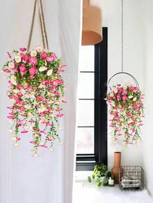 2PCS/4PCS/6PCS Artificial Morning Glory Hanging Anti UV Fake Silk Suitable For Outdoor Porches Family Balconies Courtyard Decoration