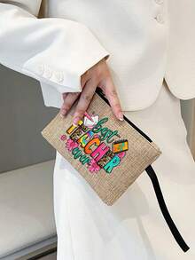 这款创意十足的亚麻手提包印有“老师”字样、钢笔、书籍、花卉图案、卡通动画图案字母、豹纹字母设计、大号手提包、卡其色购物袋、零钱包、教师节感谢礼品以及女士大容量亚麻手提包。它是一款设计新颖、容量大的便携休闲收纳手提包，也是理想的购物袋。多功能便携教师手提包，母亲节礼物。 - 彩色 - 查看 4
