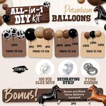 Western Cowboy Farm Horse Racing Balloon Arch & Wreath Set, Black, White, Beige, Brown Cow Print Latex Balloons, Suitable For Derby Day, Festivals, First, Wild Parties, Men's Birthday Decorations - Khaki - View 8