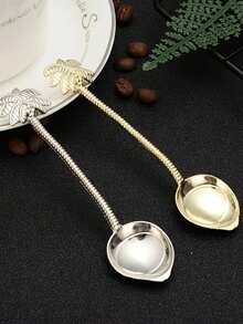 Tropical Coconut Palm Teaspoon Coffee Stirring Spoons - Golden Metal Souvenir With Palm Leaf Design, Ideal For Dining Bar Decor, Bar Accessories Tropical Theme Decor Durable Metal Spoons, Coffee Bar Accessories Long Handle Coffee Spoon, Iced Tea Spoon, Ice Cream Spoon, Stirring Spoon, Dessert Scoop, Coffee Scoop, Ice Cream Spoon, Mixing Scoop, Hotel, Restaurant, Public Jam Spoon, Tableware School Supplies,Back To School,Valentine Day/Valentines - Multicolor - View 3