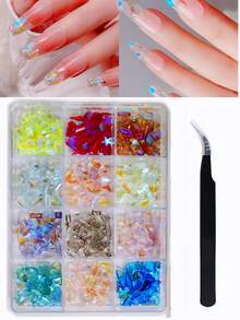 2026 New Packaging One Box BEST SELLER Icy Sparkle Nail Art Kit - 12 Mix Shape Resin Rhinestones For Winter Glam Nails (Fast Shipping!)​ - Multicolor - View 1