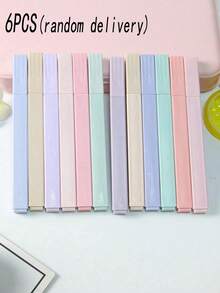 1 pieza/6 piezas/12 piezas Marcadores fluorescentes cuadrados, marcadores fluorescentes grabados exquisitamente, impermeables y resistentes al desvanecimiento, adecuados para diarios, toma de notas y organización de estudios, diseño de plástico duradero, aplicación suave, ideal para la escuela, la oficina y el uso de diarios - Suministros escolares y de oficina, entrega al azar, Útiles escolares, Vuelta a clases - Multicolor - Ver 7