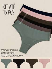 Kit 15 Calcinhas Sem Costura Corte A Laser Premium Não Marca - Tanga Mamut