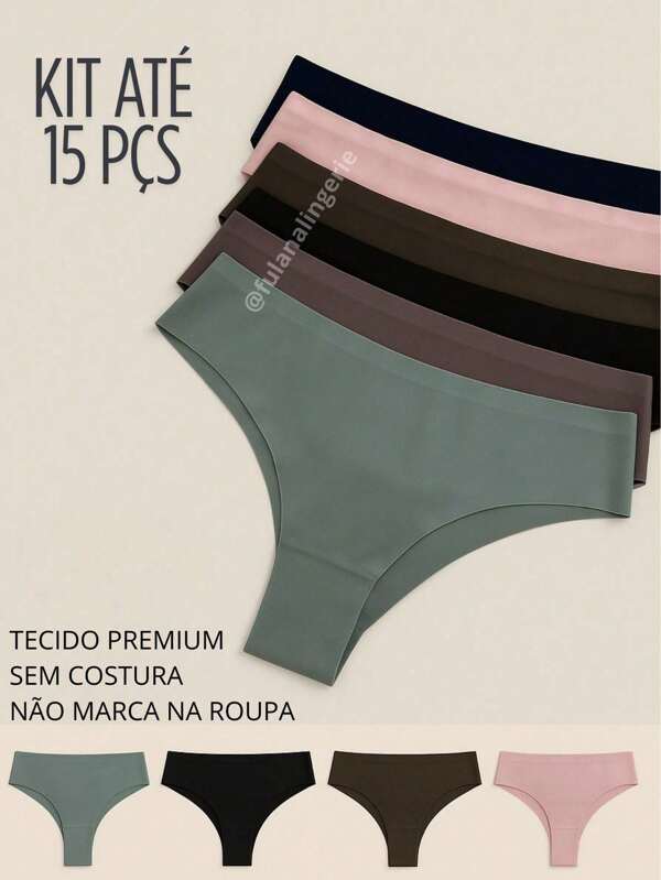 Kit 15 Calcinhas Sem Costura Corte A Laser Premium Não Marca - Tanga Mamut