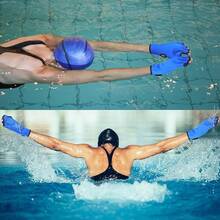 Water Aerobics Set For Aquatic Exercise 1 Pair Neoprene Swimming Glove 2 Pcs Foam Aquatic Dumbbells Water Weights Equipment Pool Resistance Fitness Equipment For Training Workouts - Blue - View 5