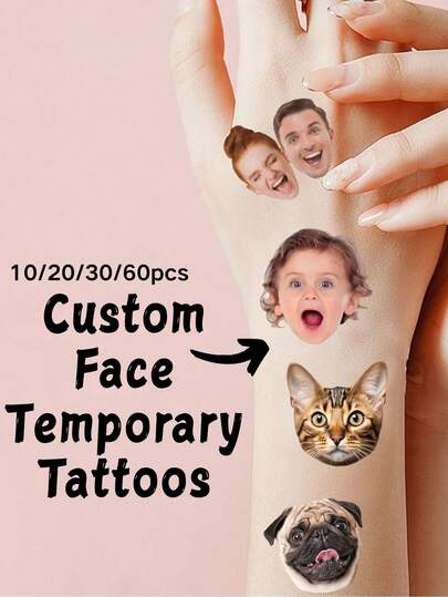 10/20/30/60 pezzi Tatuaggi temporanei personalizzati, Tatuaggi finti personalizzati, Tatuaggi temporanei personalizzabili, Adesivi per tatuaggi temporanei con foto e immagini personalizzate, Anniversari, Regali di matrimonio, Festa della mamma, San Valentino, Cerimonie di laurea, Regali di compleanno, Regali ideali per lui/lei, Amici, Uomini, Donne, Famiglia