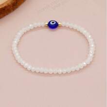 1 pieza Pulsera única de Piedra de Luna de estilo folclórico, decoración de Ojo Malvado de Vidrio Azul, para uso casual diario unisex