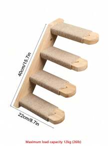 1pc Wall-Mounted Cat Climbing Ladder, 4-Tier Solid Wood Cat Furniture, Sturdy & Durable Pine Wood, For Playing, Climbing & Scratching, Comes With Tools For Easy Assembly, Max Load 12kg (26lb)