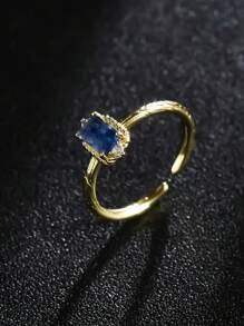1 pieza Anillo de joyería de estilo vintage, de corte brillante de zirconia cúbica rectangluar de alta calidad y de lujo, con diseño único y minimalista, accesorio de regalo, piedra de nacimiento de diciembre