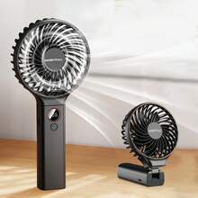 Tragbarer Handventilator, 4000mAh Akku betriebener Ventilator mit LED-Anzeige, 2 in 1 Handventilator/Tischventilator, 90° Klappbarer Tischventilator mit Standfuß, Fächer-Ventilator als Make-up Ventilator für Frauen