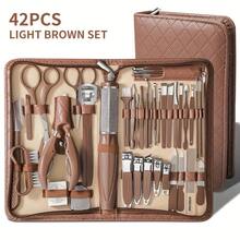 VCHOSE 42pcs Stainless Steel Manicure Set With Zipper Case, Nail Clipper, Nail File, Eyebrow Scissors, Beauty Care Tool For Men & Women - Multicolor - View 11