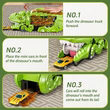 طقم لعبة سيارات لعينة الديناصور تيرانوصور ريكس الواقعية المذهلة ، مع سيارات صغيرة متعددة الألوان - هدية تعليمية مثيرة للأعياد الميلاد ، عيد الميلاد ، أو عيد الهالوين