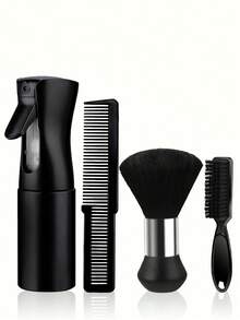 CTZIHGAO 1/4 Piece Professional Barber Grooming Kit - Essential Tools For Haircut And Beard Care - Includes Heat-Resistant Styling Comb, Beard Trimmer Cleaning Brush, Soft Nylon Bristle Beard Brush, And Neck Duster - Black - View 5