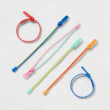 6CT Multi-Colored Zipper Bracelets For  Party Favors, Safe Durable Polyoxymethylene Material, No Choking Hazard, Great For Birthdays And Special Occasions - Default - View 1