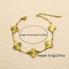 1 Set bestehend aus 18 Karat vergoldetem handgefertigtem, poliertem Kleeblatt- und Blumendesign Armband, Halskette und Ohrringe, hypoallergen und nicht verblassend, geeignet für täglichen Gebrauch von Frauen und als Geschenk