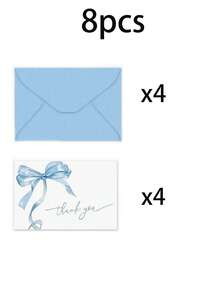 2/8pcs Pink/Blue Bow Thank You Card Set, Including Envelopes And Greeting Cards, Blank Note Cards, Wedding Invitations, Event Invitation Cards, Suitable For Valentine's Day, Birthday, Wedding, Party, Teacher Appreciation Gift, Christmas, Thanksgiving, Teacher Thank You Cards - Multicolor - View 13