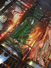 2 Pieces BBQ Grill Set, Stainless Steel BBQ Grill Set, Portable Outdoor BBQ Basket, Portable Round Stainless Steel Campfire Grill, Multi-Purpose Camping Grill Accessory, Outdoor BBQ Basket